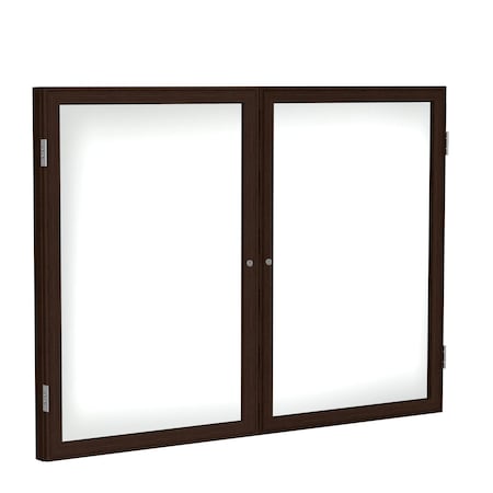Ghent Enclosed Whiteboard, 2 Door, Por/Mag, Walnut Frame, 4 ft H x 5 ft W, White PN24860M-M1